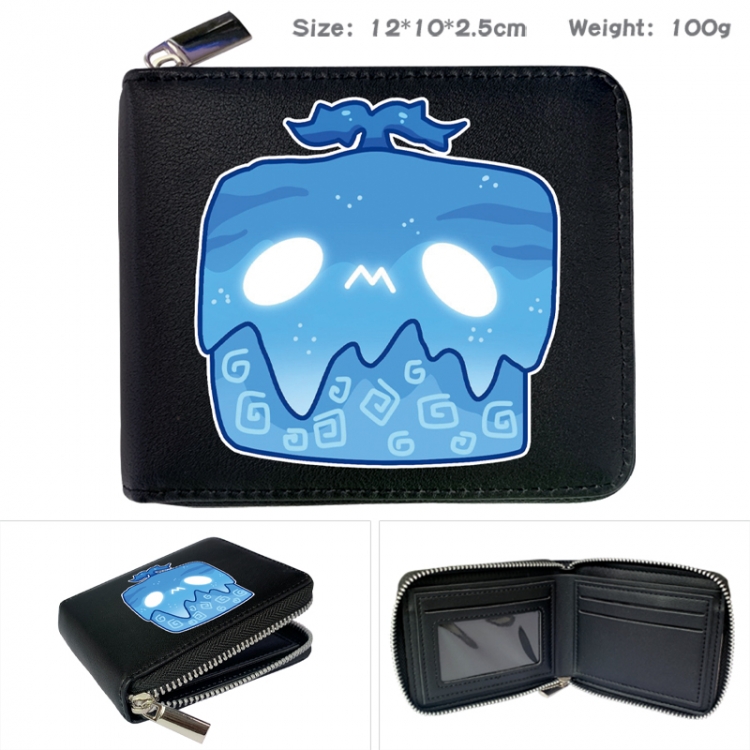 blox fruits Anime zipper black leather half-fold wallet 12X10X2.5CM 100G