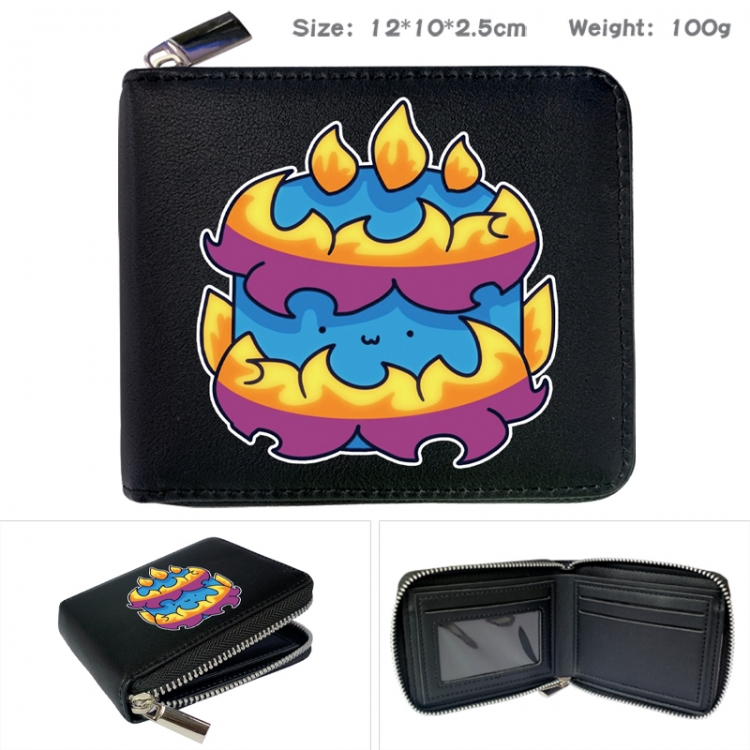 blox fruits Anime zipper black leather half-fold wallet 12X10X2.5CM 100G