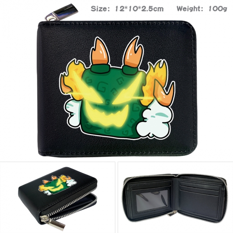 blox fruits Anime zipper black leather half-fold wallet 12X10X2.5CM 100G