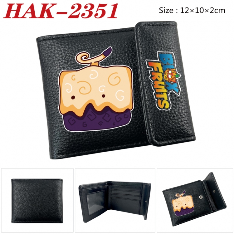 blox fruits Anime Litchi Pattern Hidden Buckle Half Fold Printed Wallet 12X10X2CM