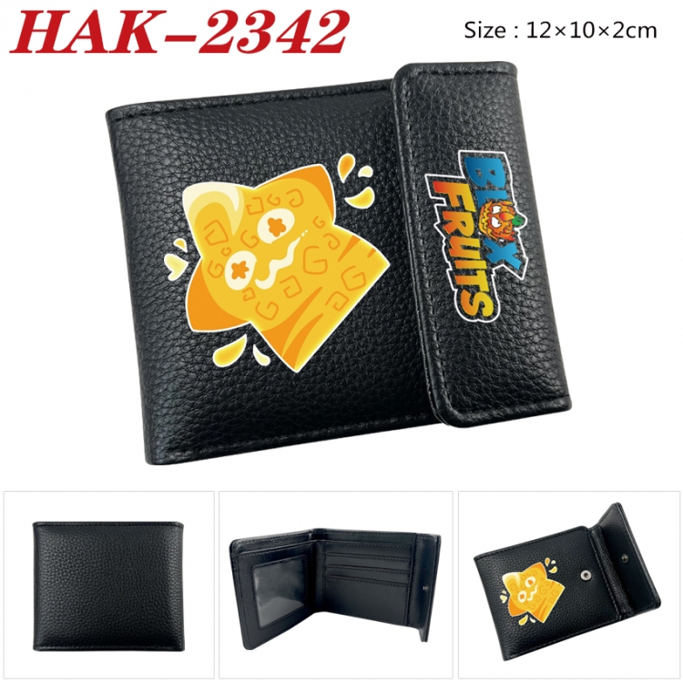 blox fruits Anime Litchi Pattern Hidden Buckle Half Fold Printed Wallet 12X10X2CM