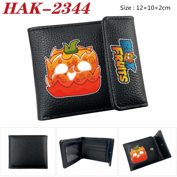 blox fruits Anime Litchi Pattern Hidden Buckle Half Fold Printed Wallet 12X10X2CM