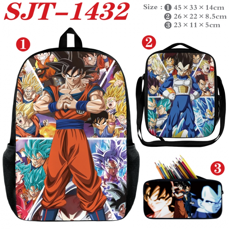 DRAGON BALL Anime nylon canvas backpack pencil case crossbody bag three piece set 45x33x14cm