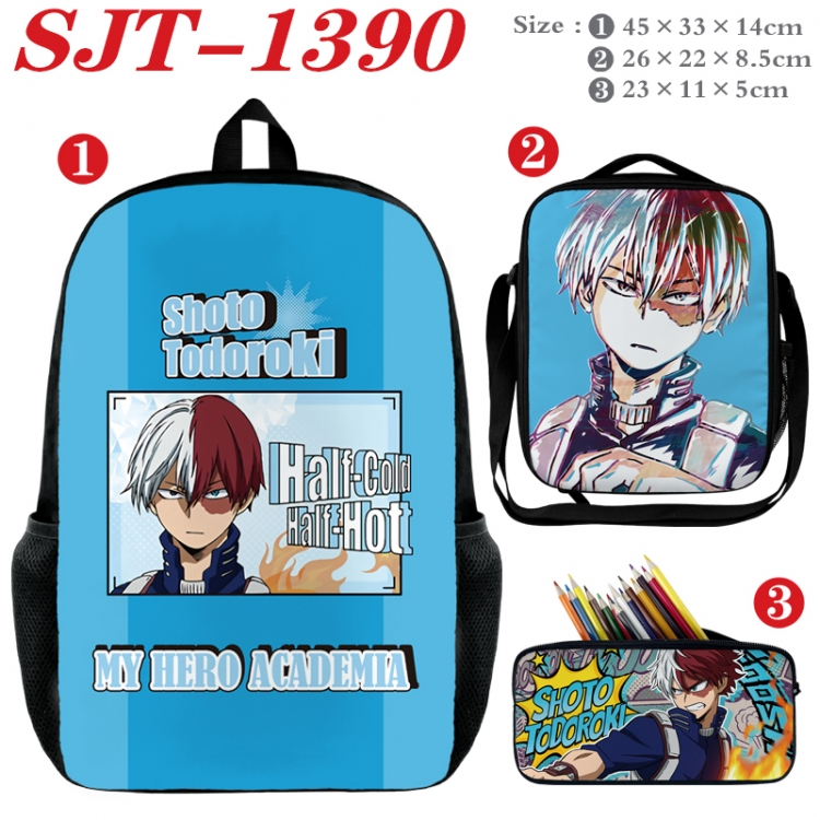 My Hero Academia Anime nylon canvas backpack pencil case crossbody bag three piece set 45x33x14cm