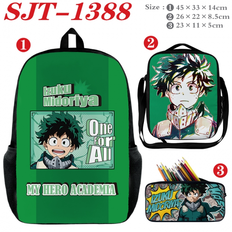 My Hero Academia Anime nylon canvas backpack pencil case crossbody bag three piece set 45x33x14cm