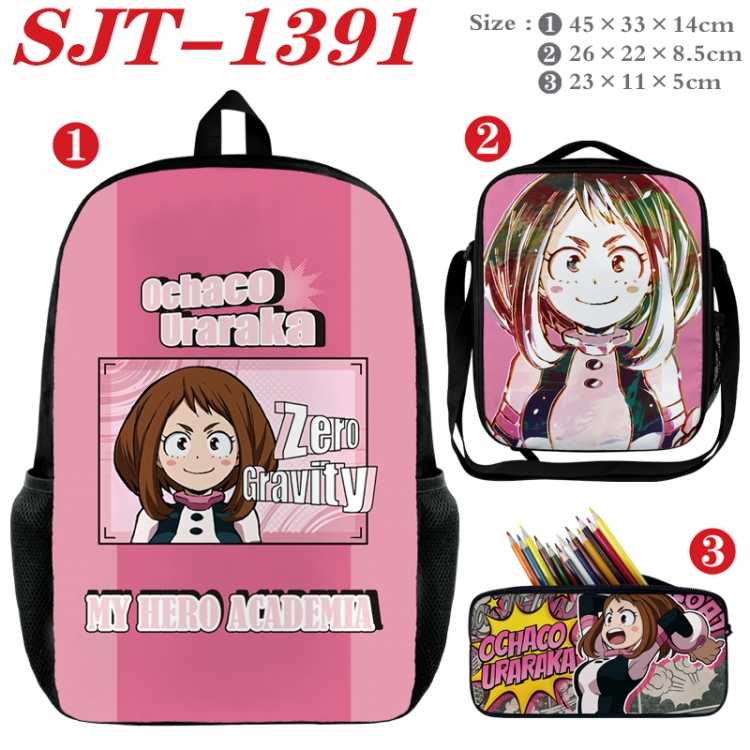 My Hero Academia Anime nylon canvas backpack pencil case crossbody bag three piece set 45x33x14cm