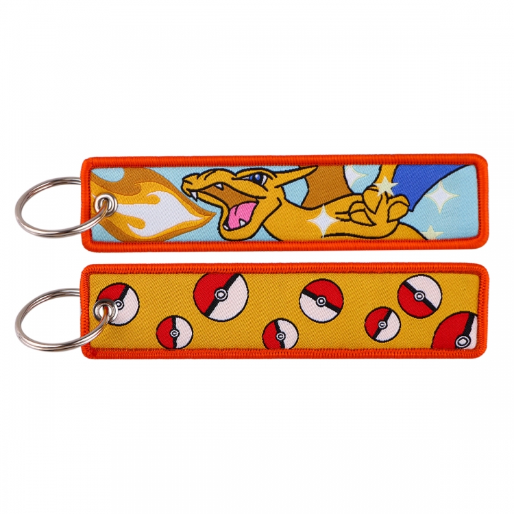 Pokemon Double sided color woven label keychain with thickened hanging rope 13x3cm 10G price for 5 pcs