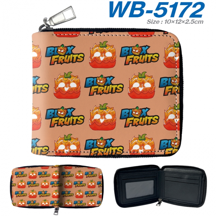 Blox Fruits Anime color short full zip folding wallet 10x12x2.5cm WB-5172A