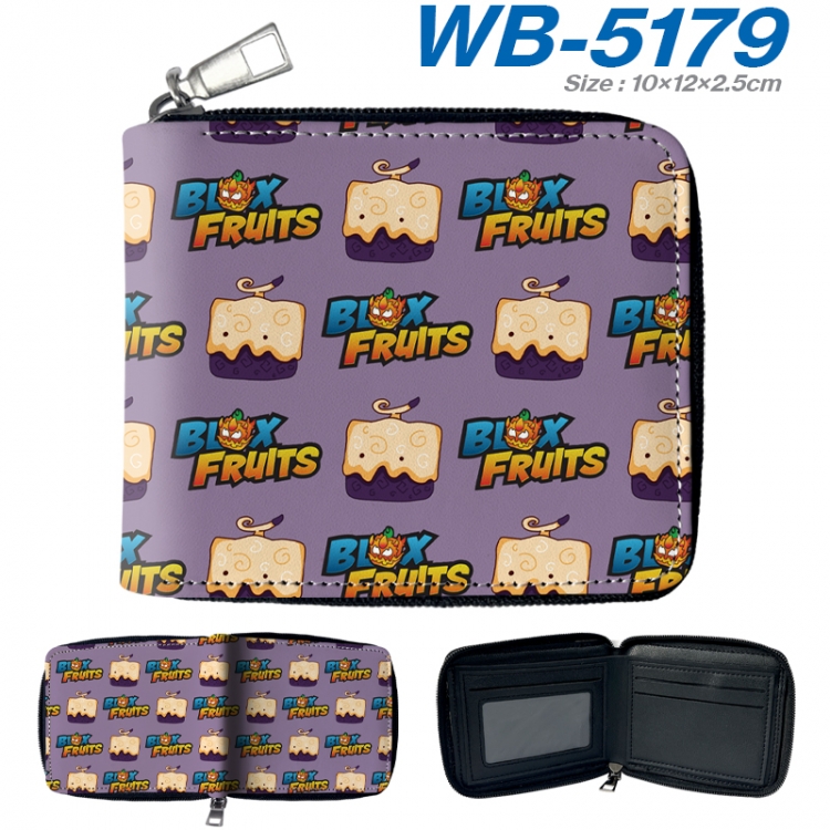 Blox Fruits Anime color short full zip folding wallet 10x12x2.5cm  WB-5179A