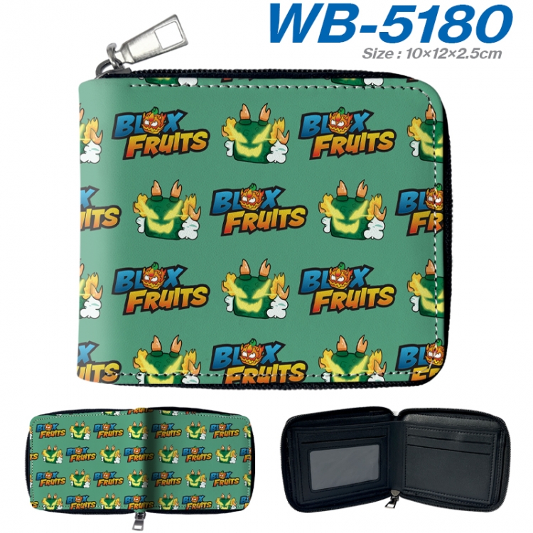 Blox Fruits Anime color short full zip folding wallet 10x12x2.5cm WB-5180A