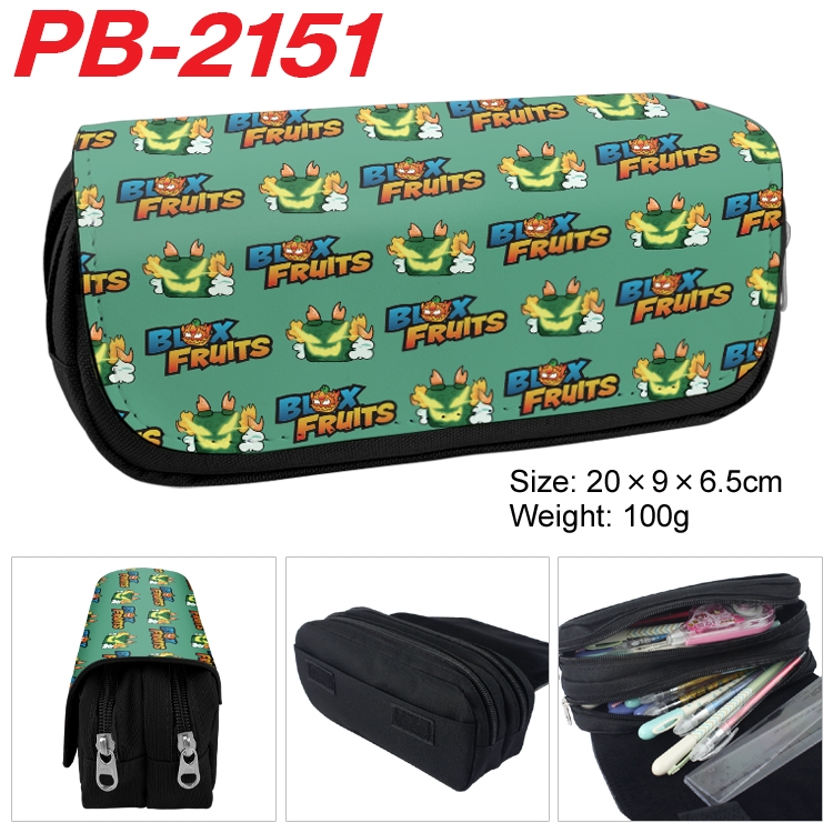 Blox Fruits Anime double-layer pu leather printing pencil case 20x9x6.5cm  PB-2151