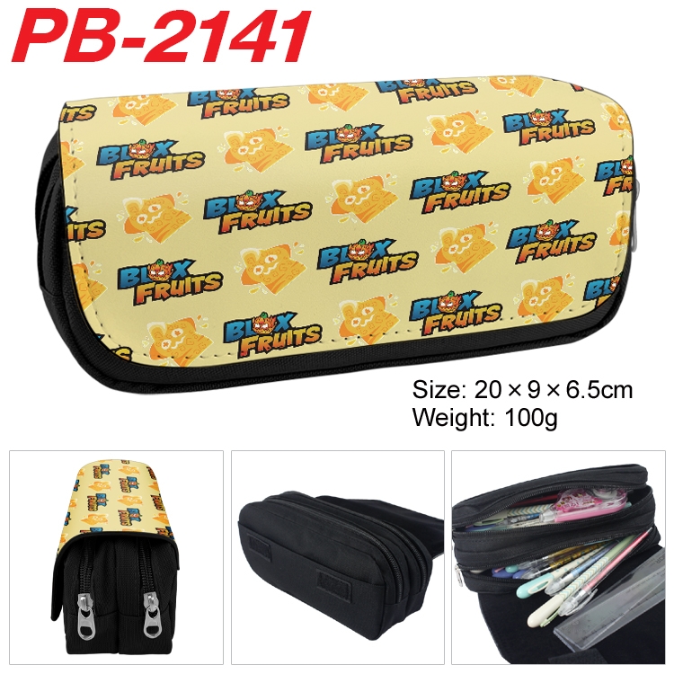 Blox Fruits Anime double-layer pu leather printing pencil case 20x9x6.5cm PB-2141