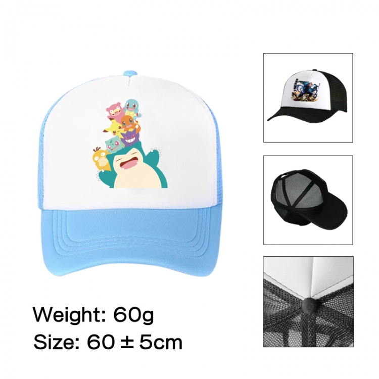 Pokemon Anime peripheral color printed mesh cap baseball cap size 60 ± 5cm