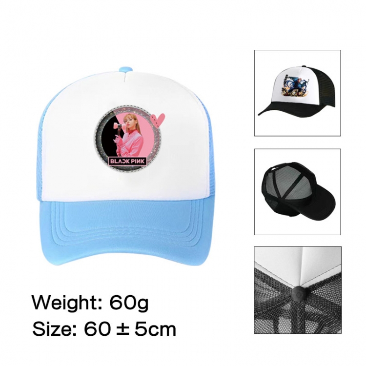 BLACK PINK Anime peripheral color printed mesh cap baseball cap size 60 ± 5cm
