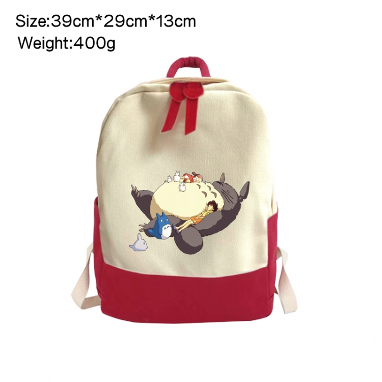 TOTORO Anime Surrounding Canvas Colorful Backpack 39x29x13cm