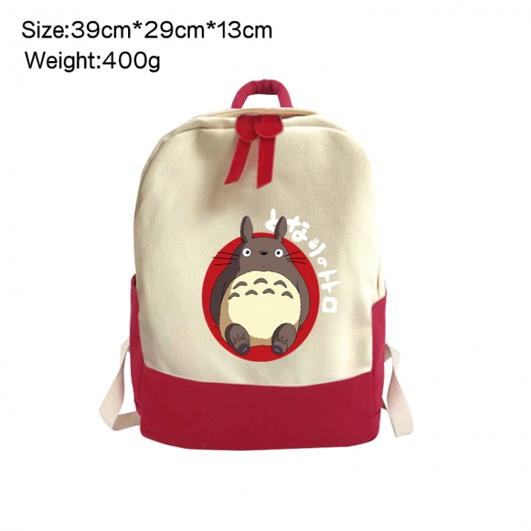 TOTORO Anime Surrounding Canvas Colorful Backpack 39x29x13cm