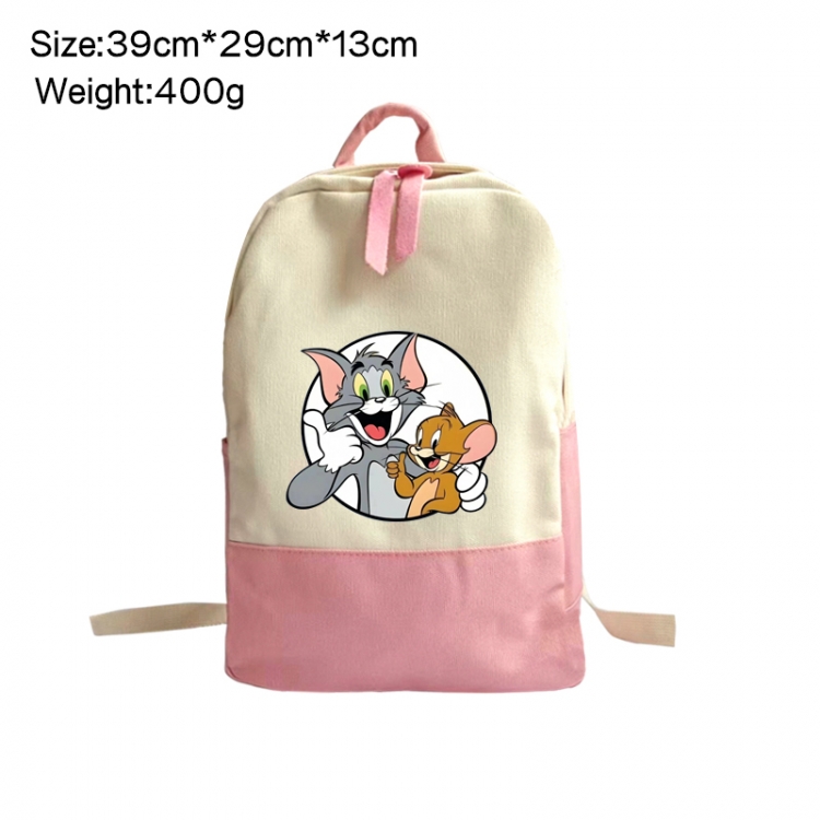 Tom and Jerry Anime Surrounding Canvas Colorful Backpack 39x29x13cm