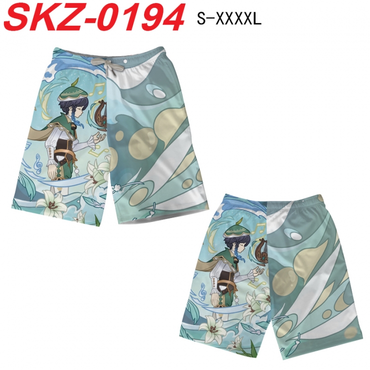 Genshin Impact Anime full-color digital printed beach shorts from S to 4XL