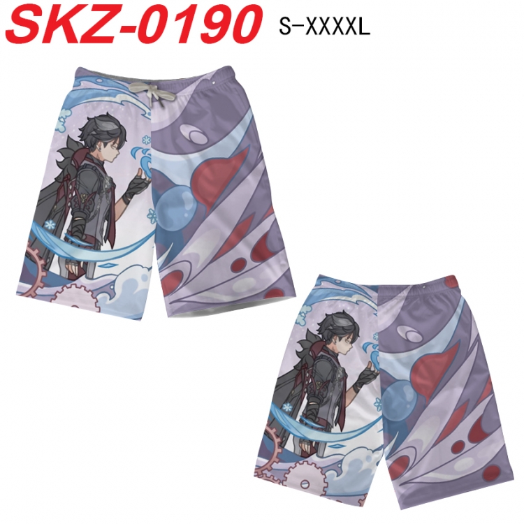 Genshin Impact Anime full-color digital printed beach shorts from S to 4XL