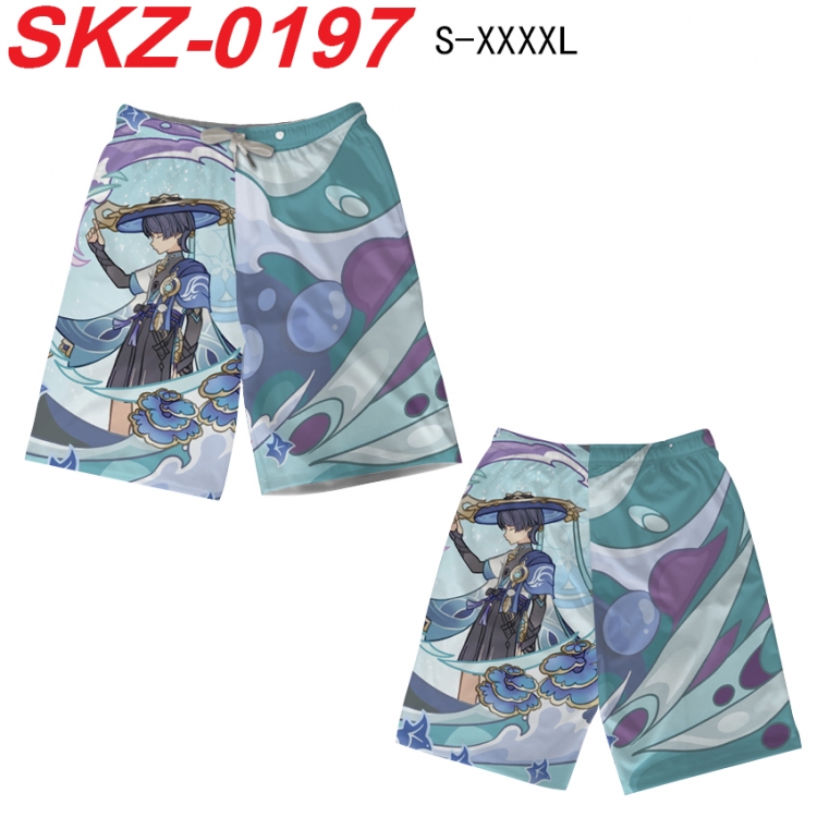 Genshin Impact Anime full-color digital printed beach shorts from S to 4XL