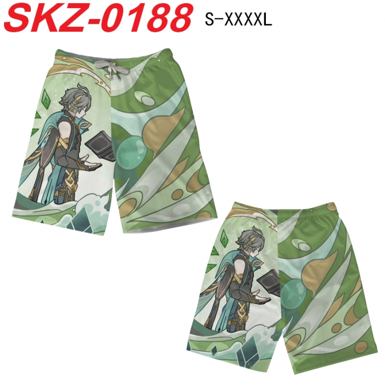 Genshin Impact Anime full-color digital printed beach shorts from S to 4XL