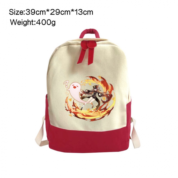 Genshin Impact Anime Surrounding Canvas Colorful Backpack 39x29x13cm