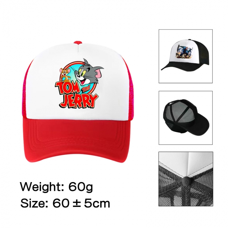 Tom and Jerry Anime peripheral color printed mesh cap baseball cap size 60 ± 5cm