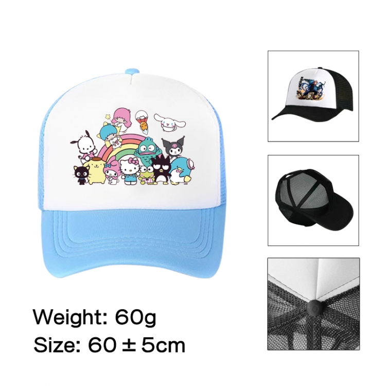 sanrio Anime peripheral color printed mesh cap baseball cap size 60 ± 5cm