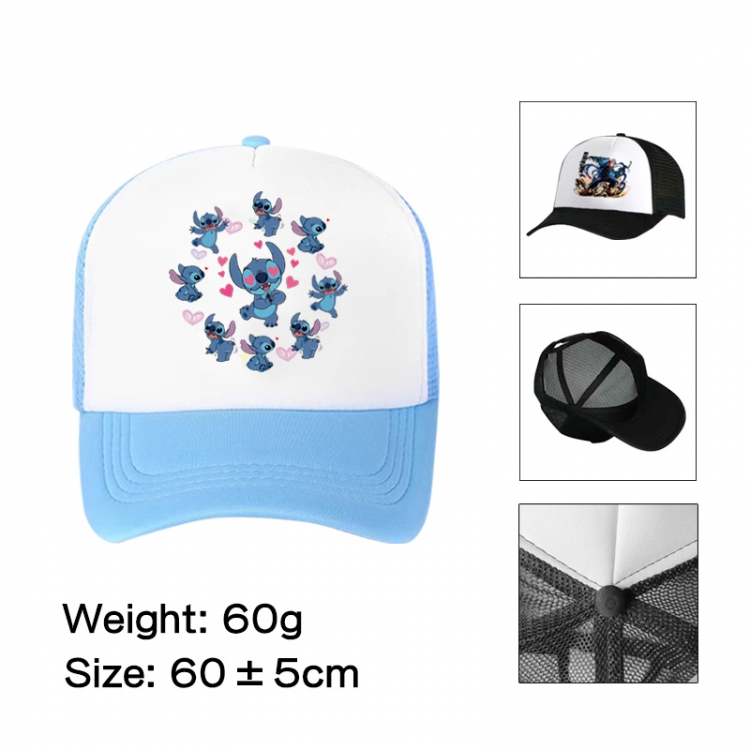 Lilo & Stitch Anime peripheral color printed mesh cap baseball cap size 60 ± 5cm