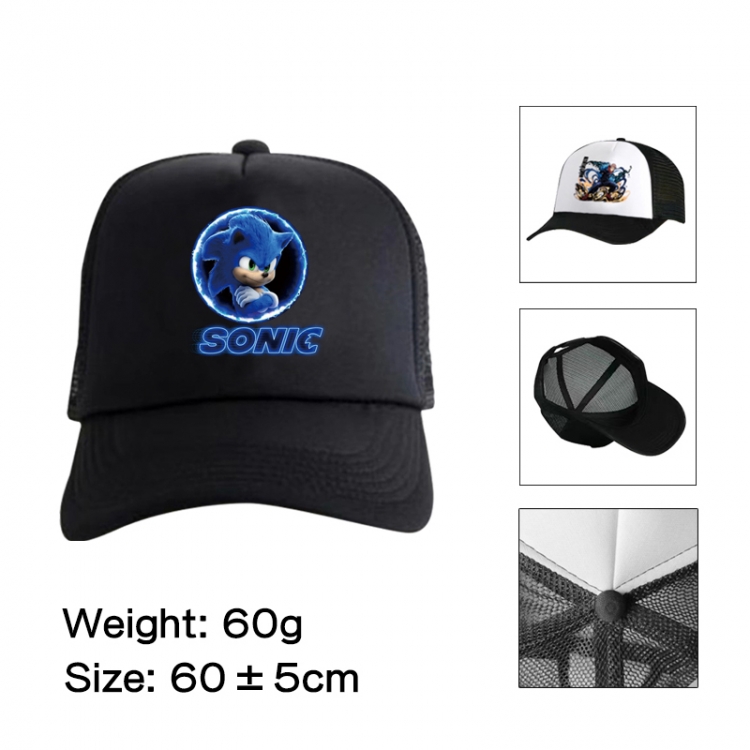 Sonic The Hedgehog Anime peripheral color printed mesh cap baseball cap size 60 ± 5cm