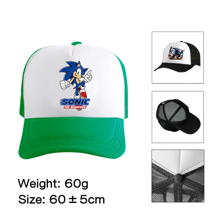 Sonic The Hedgehog Anime peripheral color printed mesh cap baseball cap size 60 ± 5cm