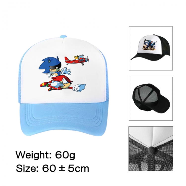 Sonic The Hedgehog Anime peripheral color printed mesh cap baseball cap size 60 ± 5cm