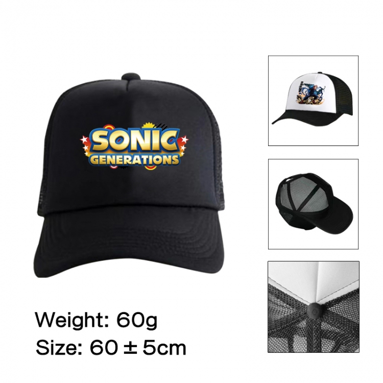 Sonic The Hedgehog Anime peripheral color printed mesh cap baseball cap size 60 ± 5cm