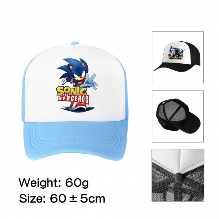 Sonic The Hedgehog Anime peripheral color printed mesh cap baseball cap size 60 ± 5cm