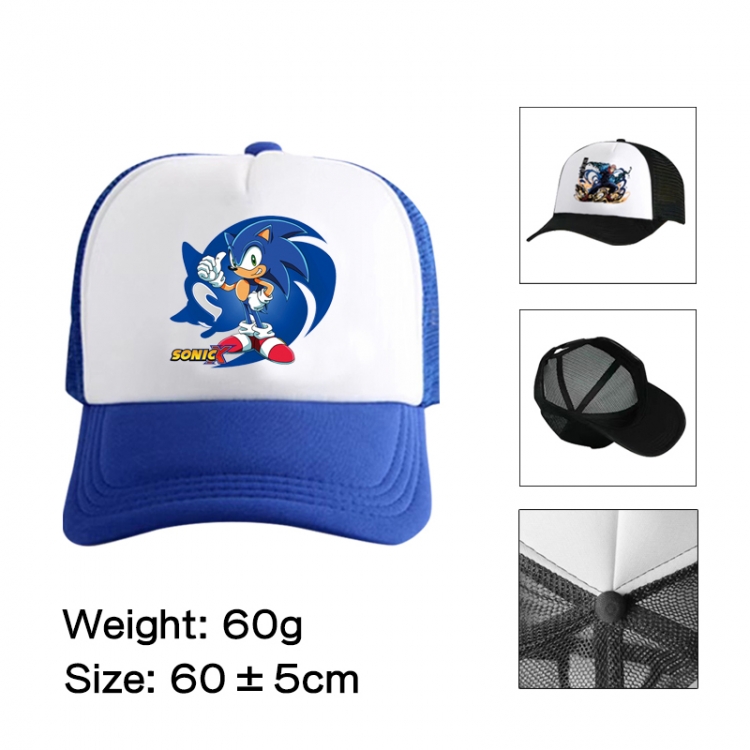 Sonic The Hedgehog Anime peripheral color printed mesh cap baseball cap size 60 ± 5cm