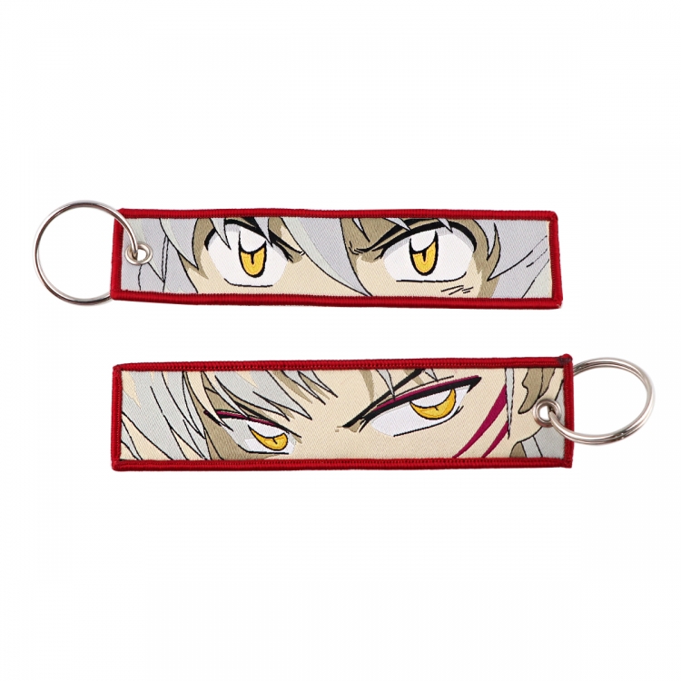 Inuyasha Double sided color woven label keychain with thickened hanging rope 13x3cm 10G price for 5 pcs