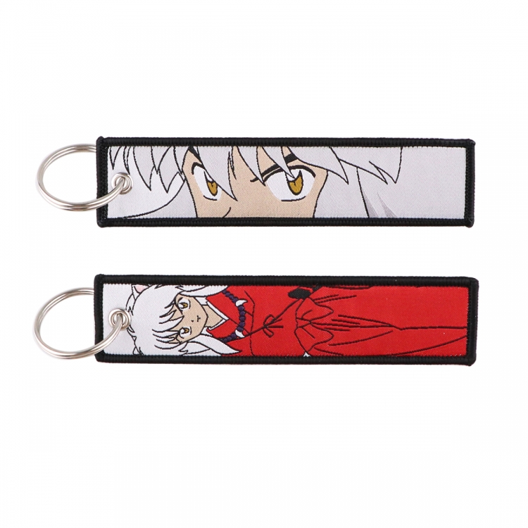 Inuyasha  Double sided color woven label keychain with thickened hanging rope 13x3cm 10G price for 5 pcs
