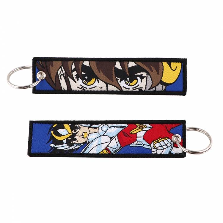 Inuyasha Double sided color woven label keychain with thickened hanging rope 13x3cm 10G price for 5 pcs