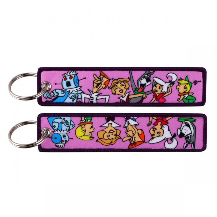 The Jetsons Double sided color woven label keychain with thickened hanging rope 13x3cm 10G price for 5 pcs