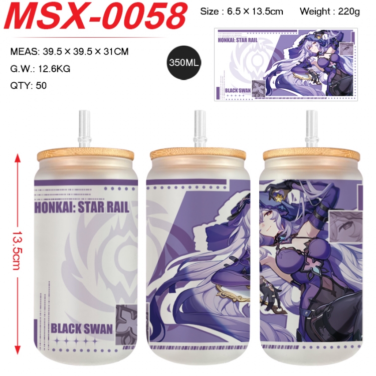 Honkai: Star Rail Anime frosted glass cup with straw 350ML  MSX-0058