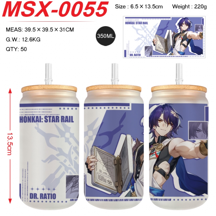 Honkai: Star Rail Anime frosted glass cup with straw 350ML  MSX-0055