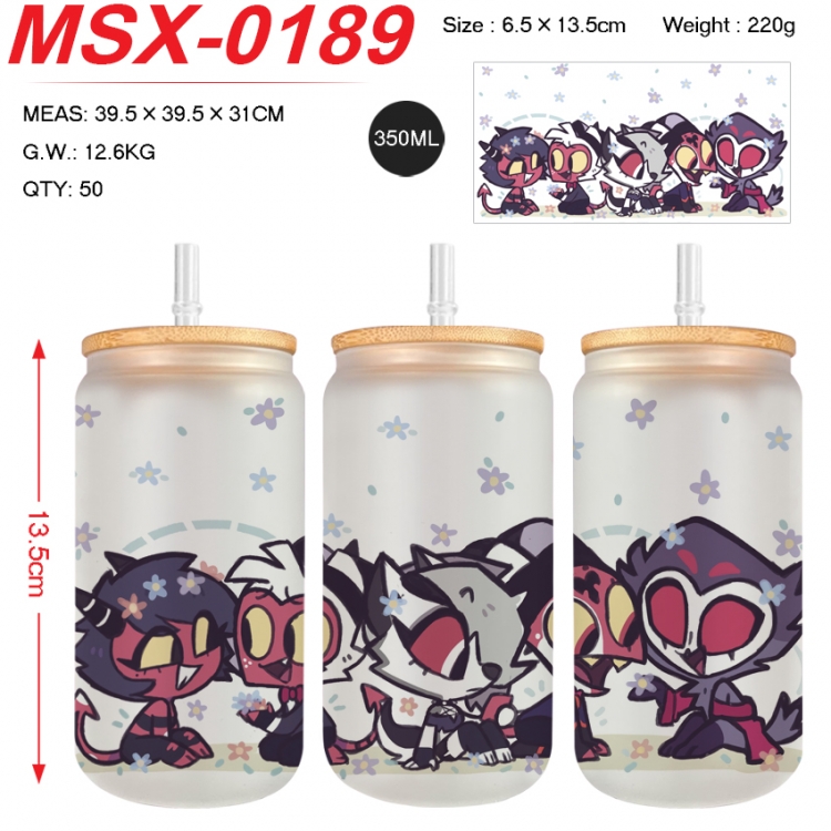 Hazbin Hotel Anime frosted glass cup with straw 350ML MSX-0189