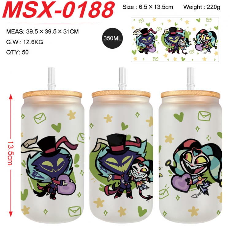 Hazbin Hotel Anime frosted glass cup with straw 350ML MSX-0188