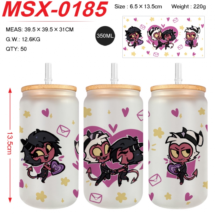 Hazbin Hotel Anime frosted glass cup with straw 350ML  MSX-0185