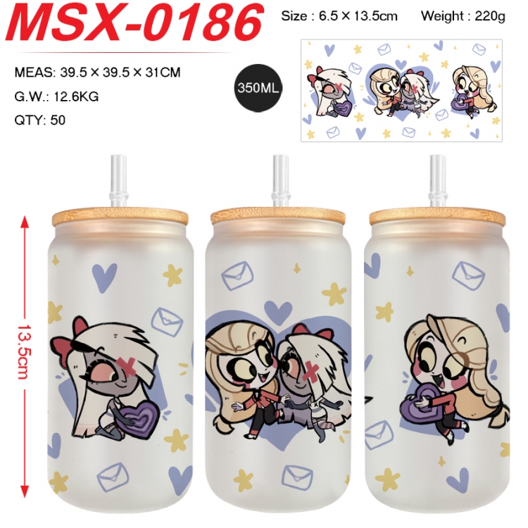 Hazbin Hotel Anime frosted glass cup with straw 350ML  MSX-0186