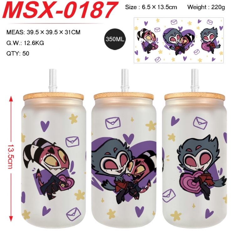 Hazbin Hotel Anime frosted glass cup with straw 350ML  MSX-0187