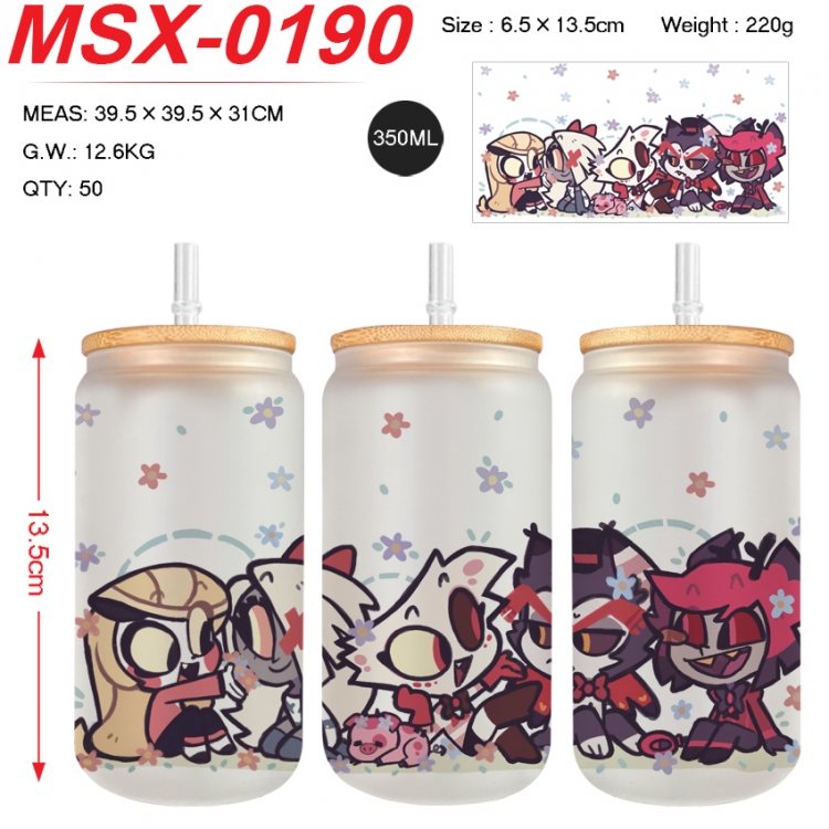 Hazbin Hotel Anime frosted glass cup with straw 350ML MSX-0190