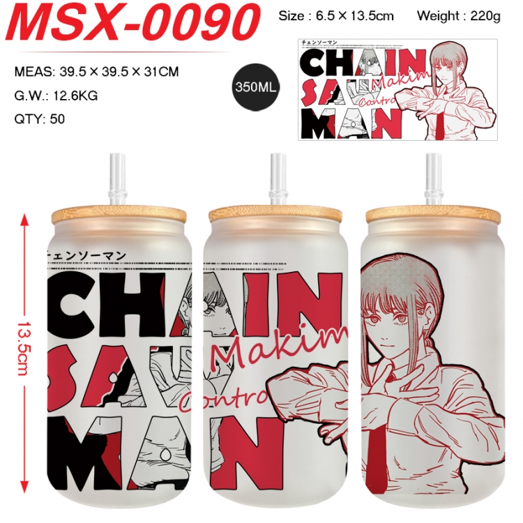 Chainsawman Anime frosted glass cup with straw 350ML MSX-0090