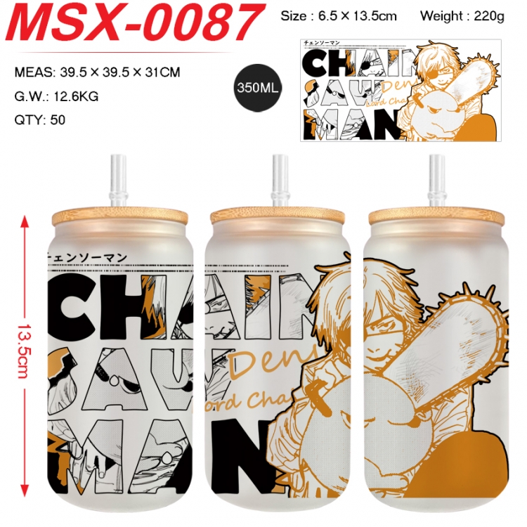 Chainsawman Anime frosted glass cup with straw 350ML MSX-0087