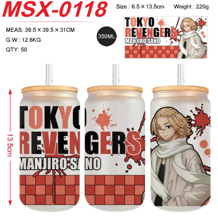 Tokyo Revengers Anime frosted glass cup with straw 350ML MSX-0118